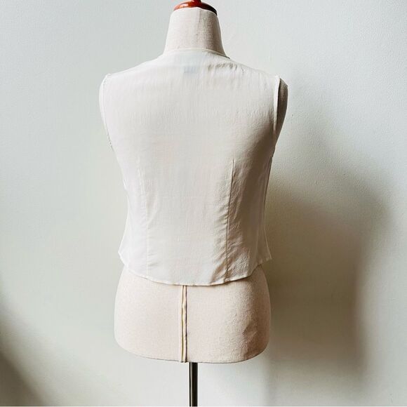 Vintage Savannah Womens 90's Cream White Womens Button Closure 100% Silk Vest - Picture 5 of 5